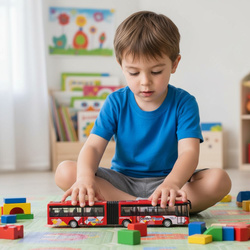 METALOWY AUTOBUS MIEJSKI PRZEGUBOWY 23 CM CZERWONY MODEL ZABAWKA DLA DZIECI