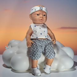 LALKA BOBAS CHŁOPCZYK 42 CM REALISTYCZNY STRÓJ SPORTOWY BUTELKA SMOCZEK