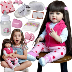 LALKA BOBAS 55cm JAK ŻYWA REALISTYCZNA LALKA REBORN Z WŁOSAMI I AKCESORIAMI