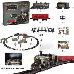 KOLEJKA ELEKTRYCZNA PAROWÓZ CIUCHCIA Z TORAMI 2 WAGONY DYM DŹWIĘKI ZABAWKA