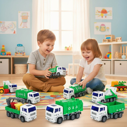 GIGANT ZESTAW ZABAWKI AUTA ŚMIECIARKA WYWROTKA DŹWIG CIĘŻARÓWKA CYSTERNA 6x