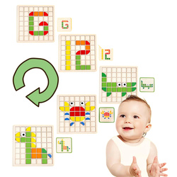 Drewniana Układanka Logiczna Klocki Dla Dzieci Karty Zabawka Sensoryczna