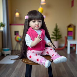 LALKA BOBAS 55cm JAK ŻYWA REALISTYCZNA LALKA REBORN Z WŁOSAMI I AKCESORIAMI