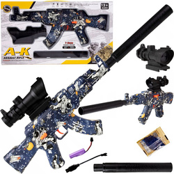 KARABIN PISTOLET AUTOMAT AK47 ZABAWKA NA KULKI NABOJE ŻELOWE WODNE LUNETA