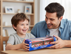 METALOWY AUTOBUS MIEJSKI PRZEGUBOWY 23 CM CZERWONY MODEL ZABAWKA DLA DZIECI