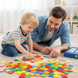 Drewniana Układanka Logiczna Klocki Dla Dzieci Karty Zabawka Sensoryczna