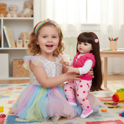 LALKA BOBAS 55cm JAK ŻYWA REALISTYCZNA LALKA REBORN Z WŁOSAMI I AKCESORIAMI