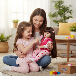 LALKA BOBAS 55cm JAK ŻYWA REALISTYCZNA LALKA REBORN Z WŁOSAMI I AKCESORIAMI