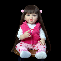 LALKA BOBAS 55cm JAK ŻYWA REALISTYCZNA LALKA REBORN Z WŁOSAMI I AKCESORIAMI