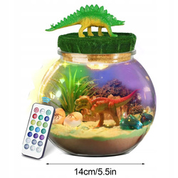 TERRARIUM KULA Z DINOZAURAMI ZESTAW LAMPKA NOCNA LED NA PILOT DLA DZIECI