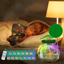 TERRARIUM KULA Z DINOZAURAMI ZESTAW LAMPKA NOCNA LED NA PILOT DLA DZIECI