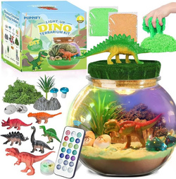 TERRARIUM KULA Z DINOZAURAMI ZESTAW LAMPKA NOCNA LED NA PILOT DLA DZIECI