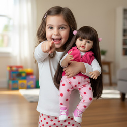 LALKA BOBAS 55cm JAK ŻYWA REALISTYCZNA LALKA REBORN Z WŁOSAMI I AKCESORIAMI