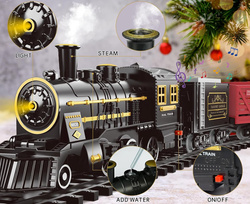 KOLEJKA ELEKTRYCZNA PAROWÓZ CIUCHCIA Z TORAMI 2 WAGONY DYM DŹWIĘKI ZABAWKA