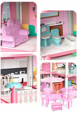 Willa Domek dla lalek Meble Taras Mebelki dla lalek Zamek Księżniczki z LED