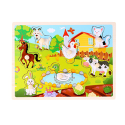 ZABAWKA INTERAKTYWNA KLOCKI DREWNIANE EDUKACYJNE DLA DZIECI PUZZLE FARMA