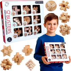 Zestaw 9 Łamigłówek Drewnianych IQ Busters Kostka Zagadki Logiczne Klocki