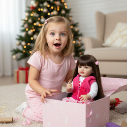 LALKA BOBAS 55cm JAK ŻYWA REALISTYCZNA LALKA REBORN Z WŁOSAMI I AKCESORIAMI