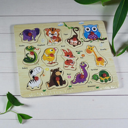 Drewniana Tablica Edukacyjna Zwierzęta Puzzle drewniane układanka SOWA ZÓŁW