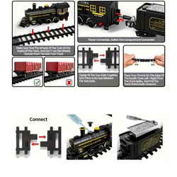 KOLEJKA ELEKTRYCZNA PAROWÓZ CIUCHCIA Z TORAMI 2 WAGONY DYM DŹWIĘKI ZABAWKA
