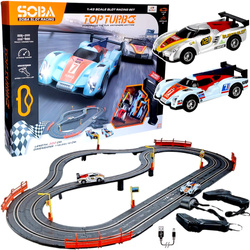 TOR WYŚCIGOWY Z AUTAMI 300CM TURBO 2 JOYSTICKI 2 SAMOCHODY ZASILANIE KABEL