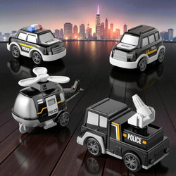 ZESTAW POLICYJNY AUTO POLICJA TRANSPORTER GARAŻ CIĘŻARÓWKA NA BATERIE Z LED