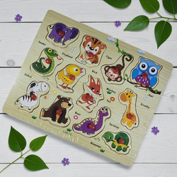 Drewniana Tablica Edukacyjna Zwierzęta Puzzle drewniane układanka SOWA ZÓŁW