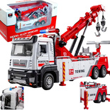 CIĘŻARÓWKA Z DŹWIGIEM METALOWY MODEL AUTA AUTO LAWETA POMOC DROGOWA DŹWIG