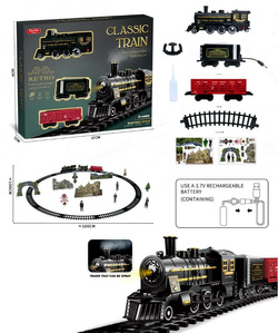 KOLEJKA ELEKTRYCZNA PAROWÓZ CIUCHCIA Z TORAMI 2 WAGONY DYM DŹWIĘKI ZABAWKA