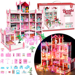 Willa Domek dla lalek Meble Taras Mebelki dla lalek Zamek Księżniczki z LED