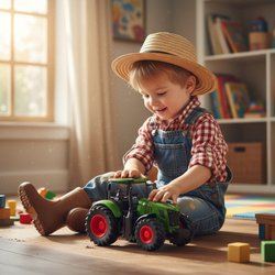 TRAKTOR CIĄGNIK ZABAWKA DLA DZIECI CHŁOPCA ZIELONY ROLNICZY GUMOWE KOŁA HAK