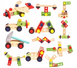 DREWNIANY ZESTAW NARZĘDZIA DLA MAJSTERKOWICZA WARSZTAT SKRZYNKA WALIZKA 35e