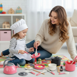 ZESTAW KUCHENNY DLA DZIECI NACZYNIA DO ZABAWY KUCHNIA ZABAWKA GARNKI CZAJNI