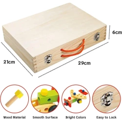 DREWNIANY ZESTAW NARZĘDZIA DLA MAJSTERKOWICZA WARSZTAT SKRZYNKA WALIZKA 35e