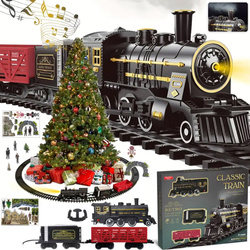 KOLEJKA ELEKTRYCZNA PAROWÓZ CIUCHCIA Z TORAMI 2 WAGONY DYM DŹWIĘKI ZABAWKA