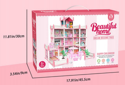 Willa Domek dla lalek Meble Taras Mebelki dla lalek Zamek Księżniczki z LED