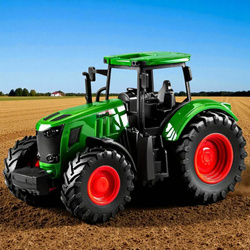 TRAKTOR CIĄGNIK ZABAWKA DLA DZIECI CHŁOPCA ZIELONY ROLNICZY GUMOWE KOŁA HAK