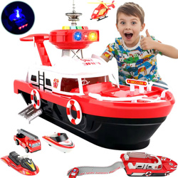Statek Łódź Ratownicza Straż Pożarna Zabawka Helikopter Auta Tor Zestaw XXL