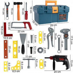 SKRZYNKA KUFEREK Z NARZĘDZIAMI WIERTARKA WARSZTAT ZESTAW MAJSTERKOWICZA